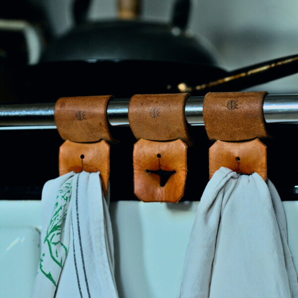 Leather tea towel holders